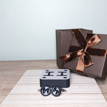 Personalized Initials Cufflinks | Dual-Tone Resin Wedding Gift