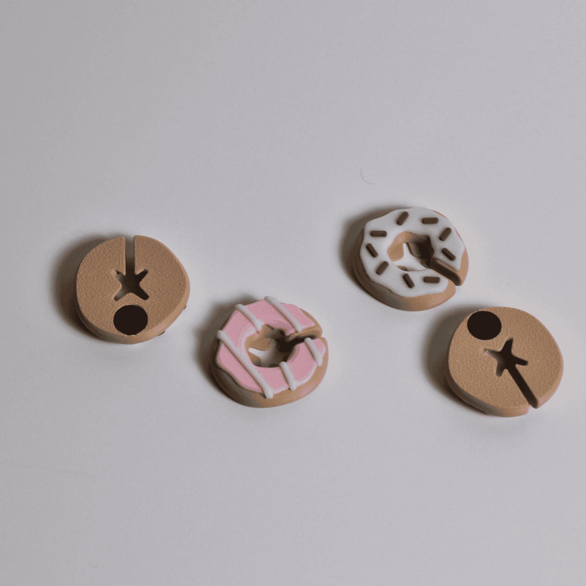 Colorful magnetic chip clips shaped like donuts