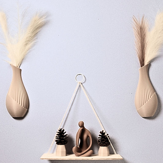 DRIFT Wall Pocket Vase | Curved Wave 3D Printed Wall Planter