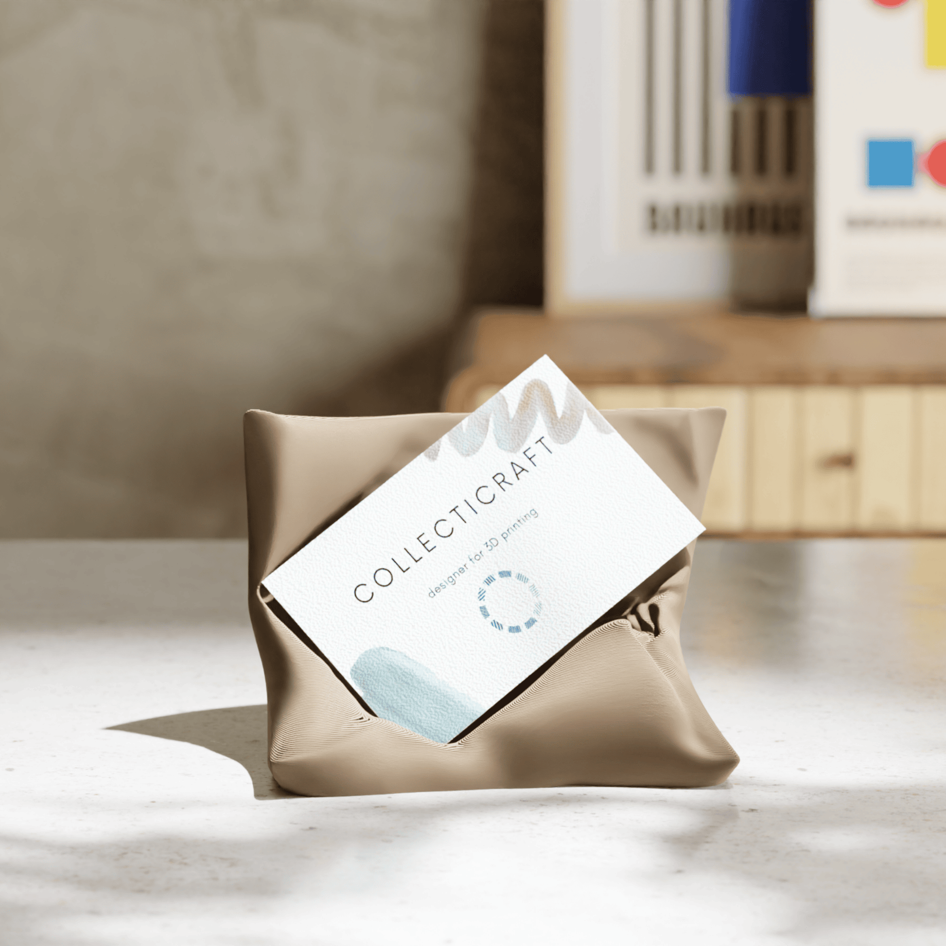 Durable PLA plastic business card organizer for desk