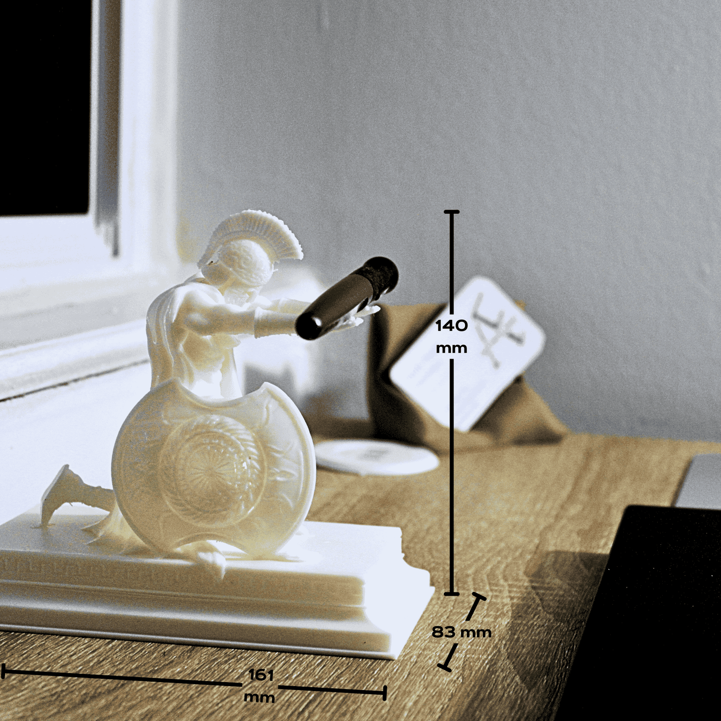 Warrior statue pen stand for modern office décor